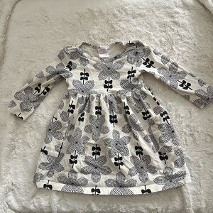 Hanna Andersson Black Floral on Cream Kids Dress